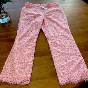 J.Crew New with tags Pink lace capris. Size 8
